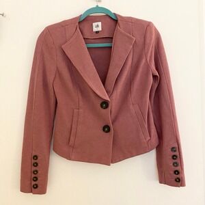 Cabi Applaud Jacket/Blazer in Pink Quartz Button‎ Front Cropped Style Size 0